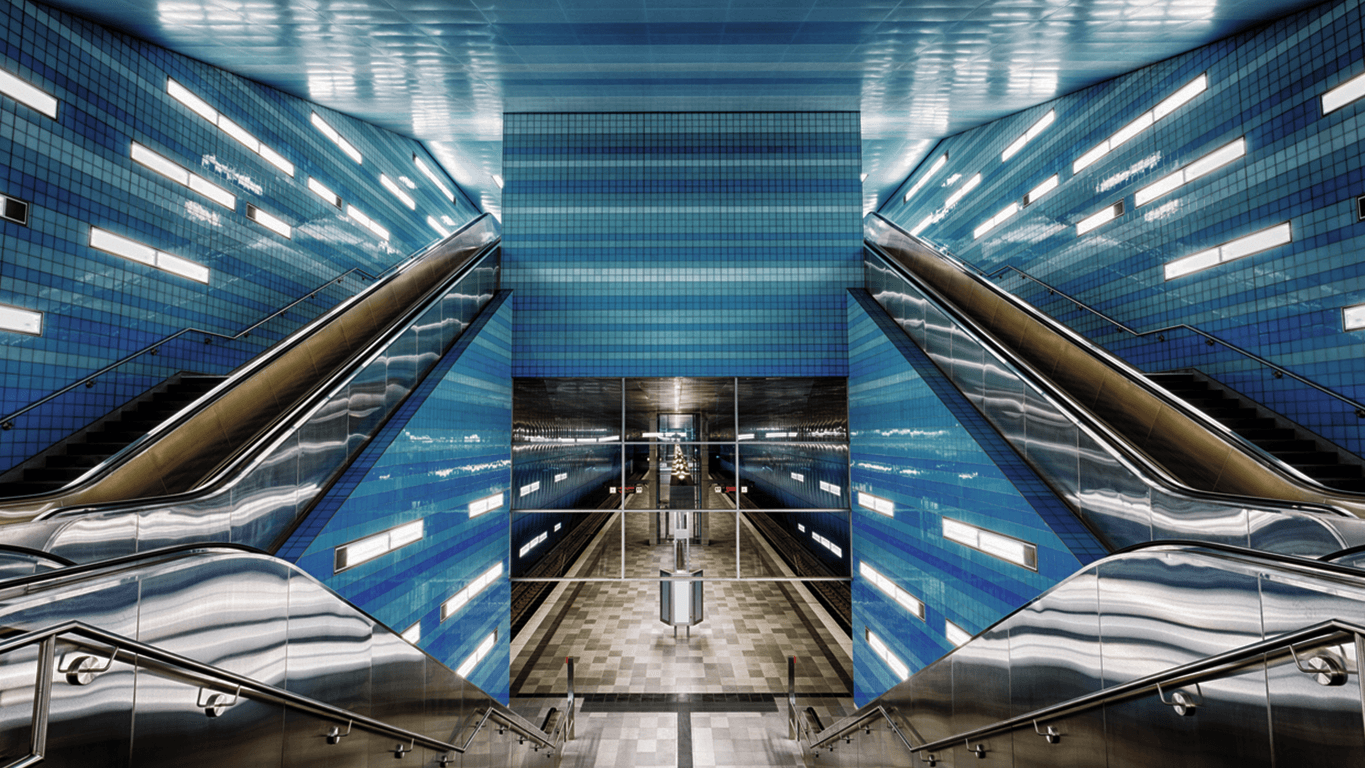 An abstract, futuristic view of a train station, representing the integrated and streamlined nature of a modern data platform.